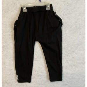 Harem Pants Unisex Kids 2-3T Black Drop Crotch Pull On Elastic Waist O Ring